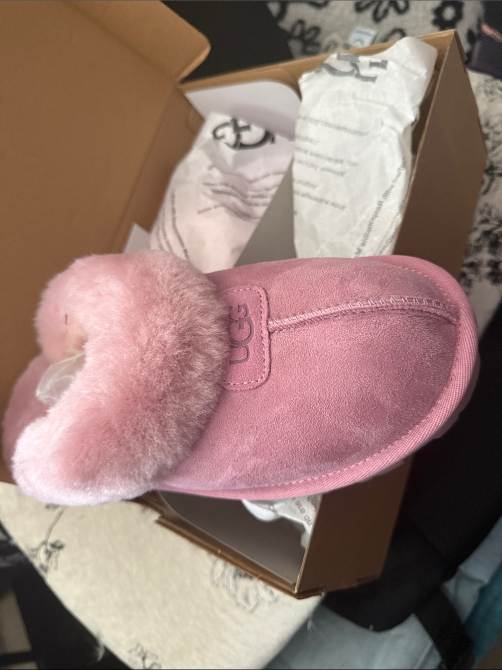 UGG Coquette Suede Shearling Clog Slippers